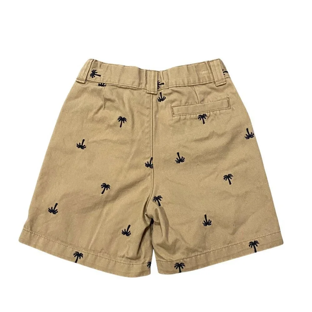Gymboree Toddler Boy's Palm Tree Embroidered Khaki Shorts - Size 3T - Like New!